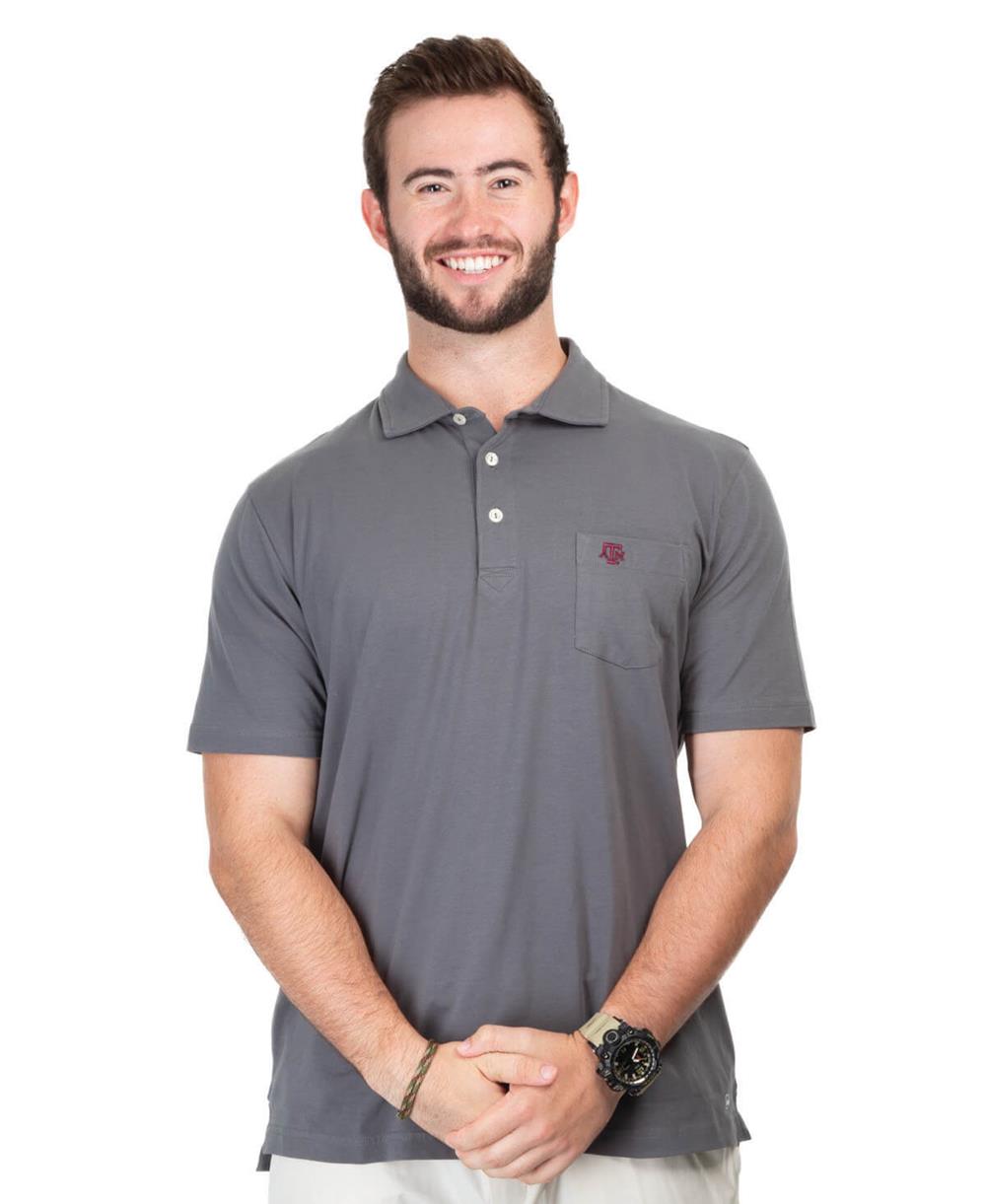 Texas A M Peter Millar Seaside Polo Collegiate Grey Aggieland Outfitters