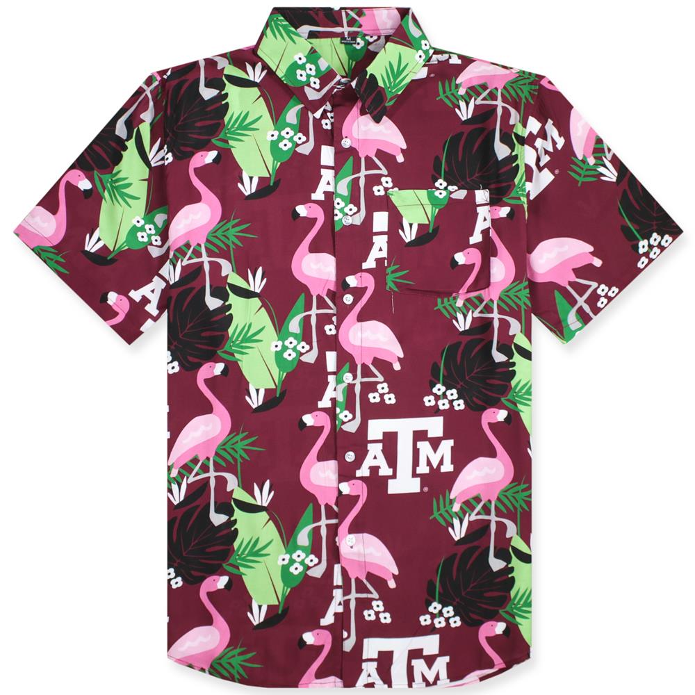 Texas A\u0026M Floral Flamingo Button Down 