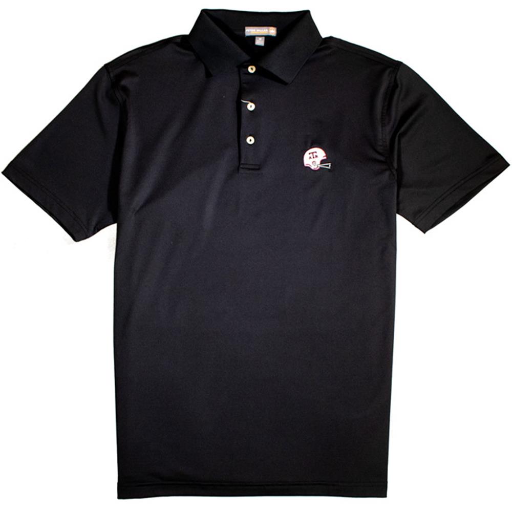 Texas A M Peter Millar Vintage Helmet Polo Black Aggieland Outfitters