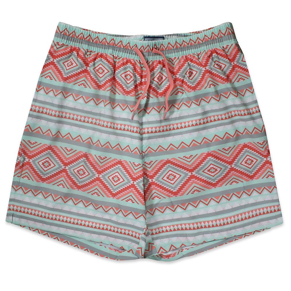 BURLEBO Aztec Swim Trunks Peach/ Blue 