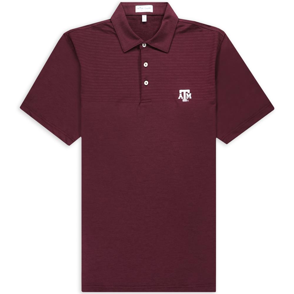Texas A M Peter Millar Slims Stripe Polo Maroon Aggieland Outfitters