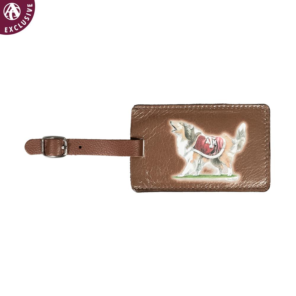 Texas A&M Reveille Leather Luggage Tag