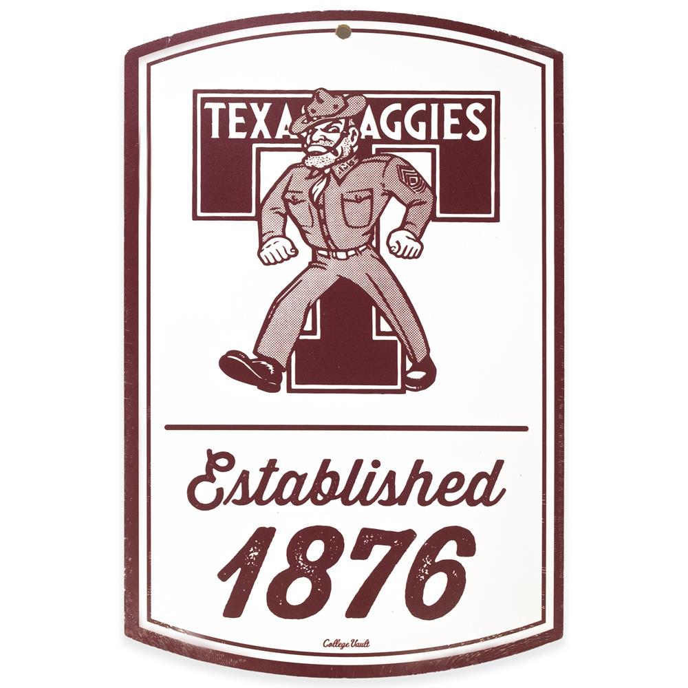 Texas A M Ol Sarge Est 1876 Wooden Sign White Maroon Aggieland Outfitters
