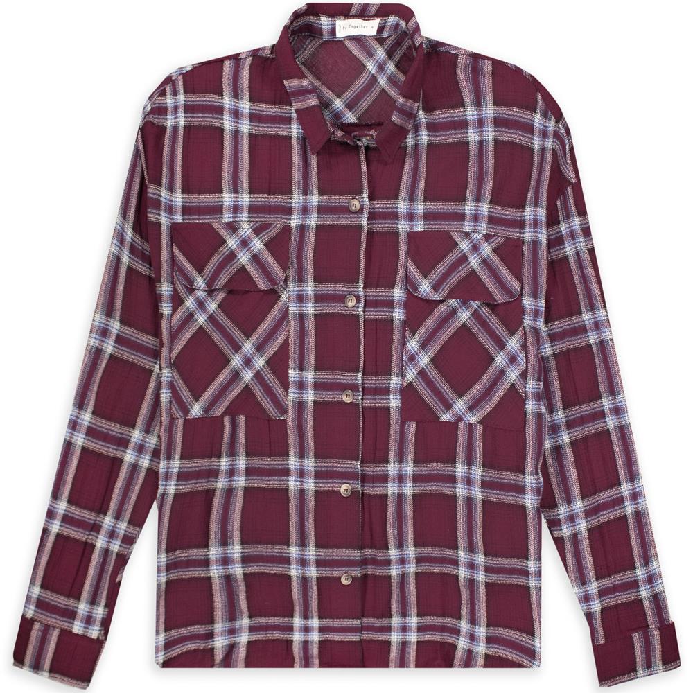 Maroon Plaid Longsleeve Flannel 