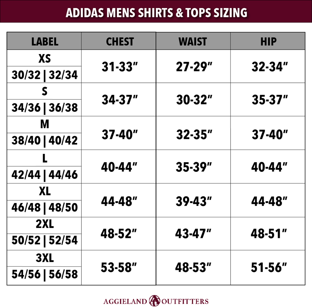 adidas polo t shirt size chart