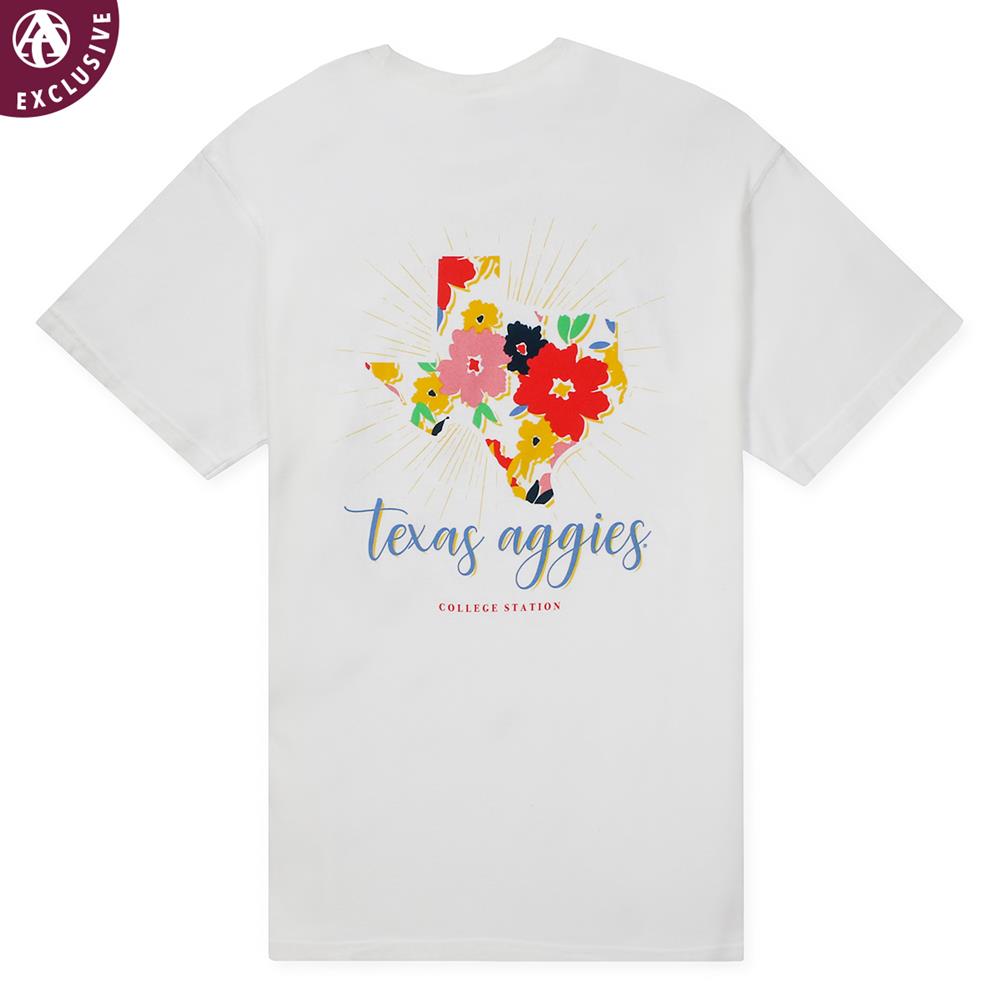Texas A M Aggies Summer Floral T Shirt C1717 White Aggieland Outfitters