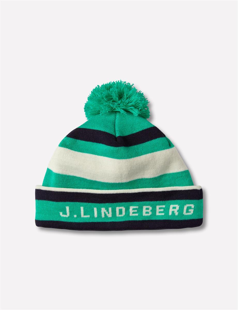 Stripe Golf Beanie Dk Green Blue Melange J Lindeberg