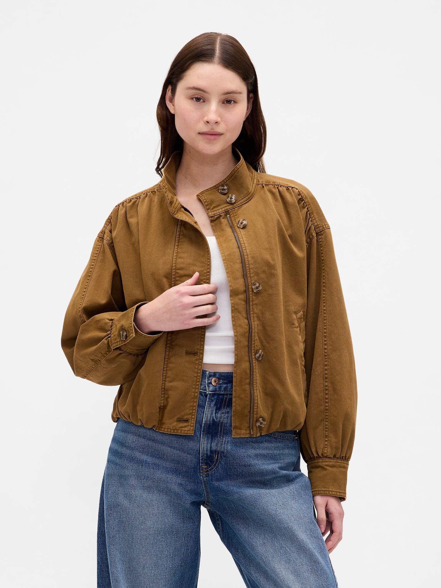 TWILL BUBBLE JACKET PALOMINO BROWN GLOBAL | Gibbons