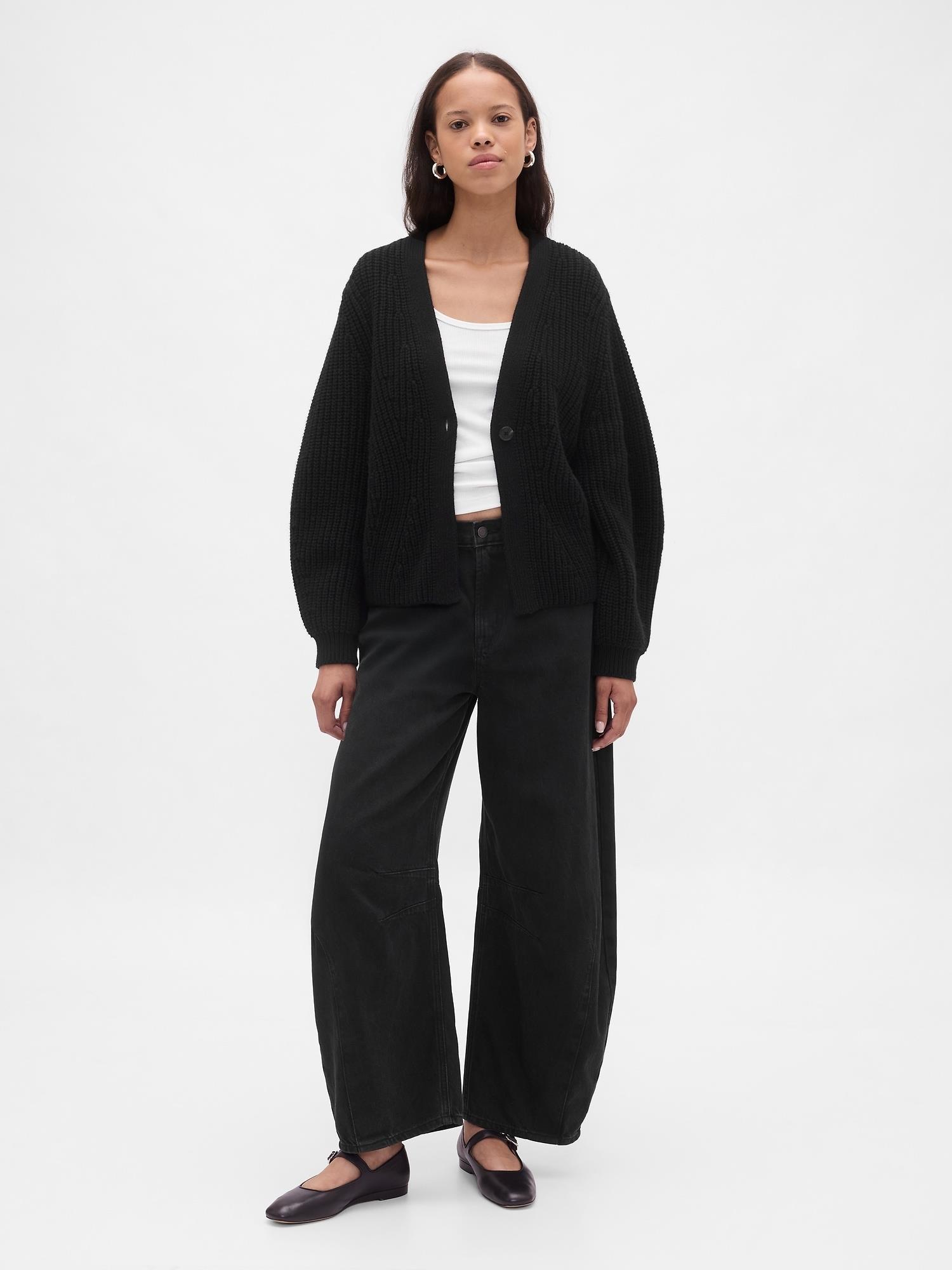 CNW BARREL SLV CARDI BLACK | Gibbons
