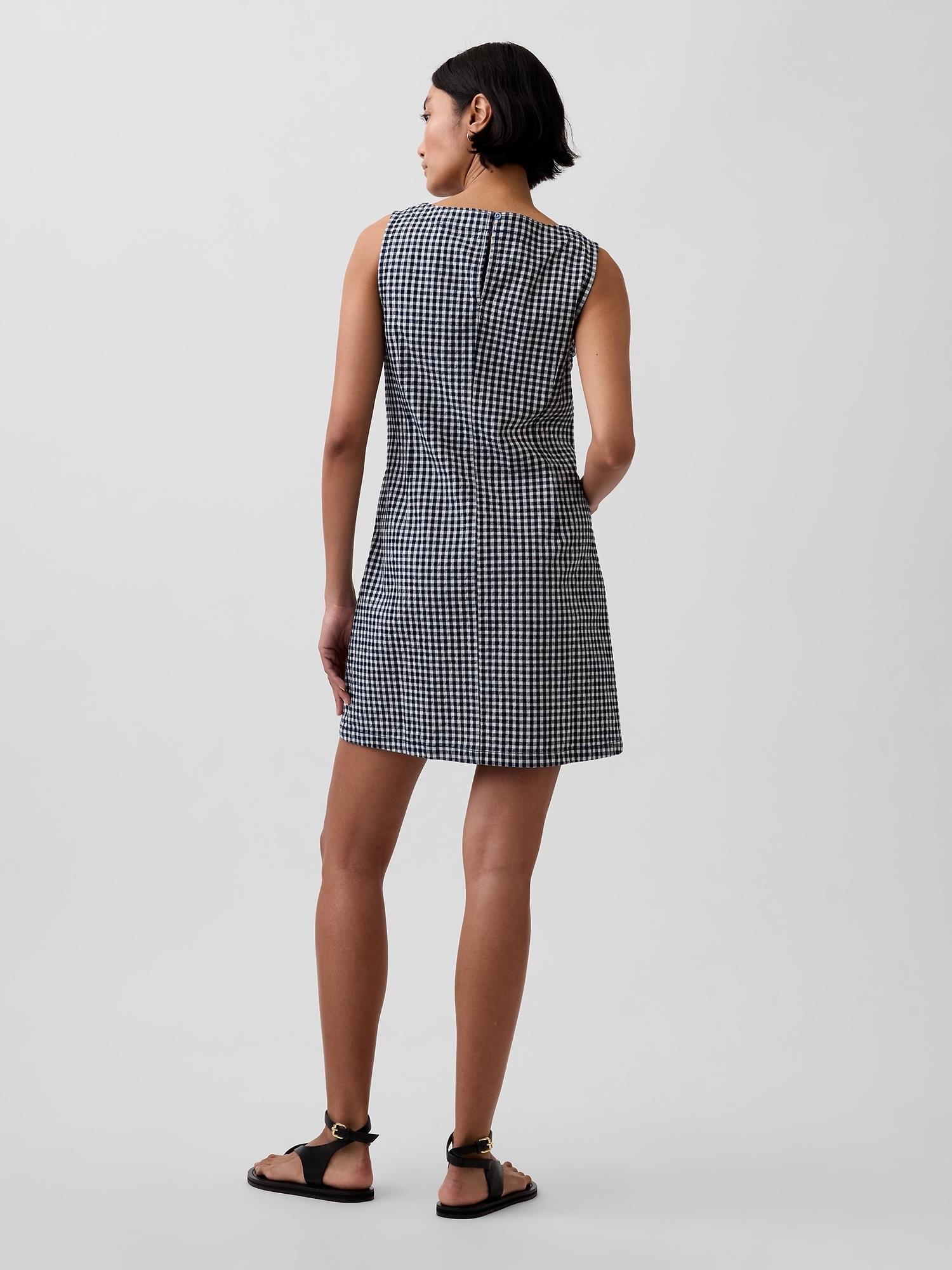 ultrasoft denim mini shift dress UltraSoft Denim Puff-Sleeve Mini Dress