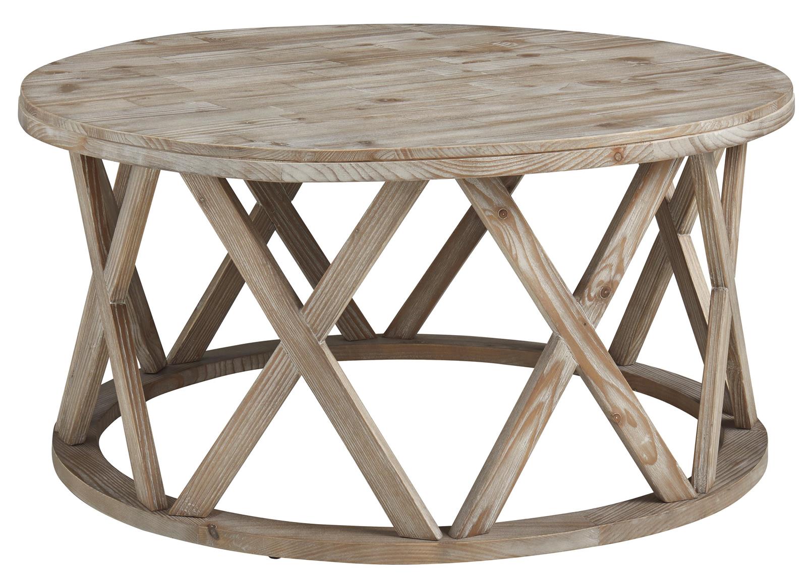 Ashley Furniture Glasslore Round Coffee Table Light Greyish Gibbons