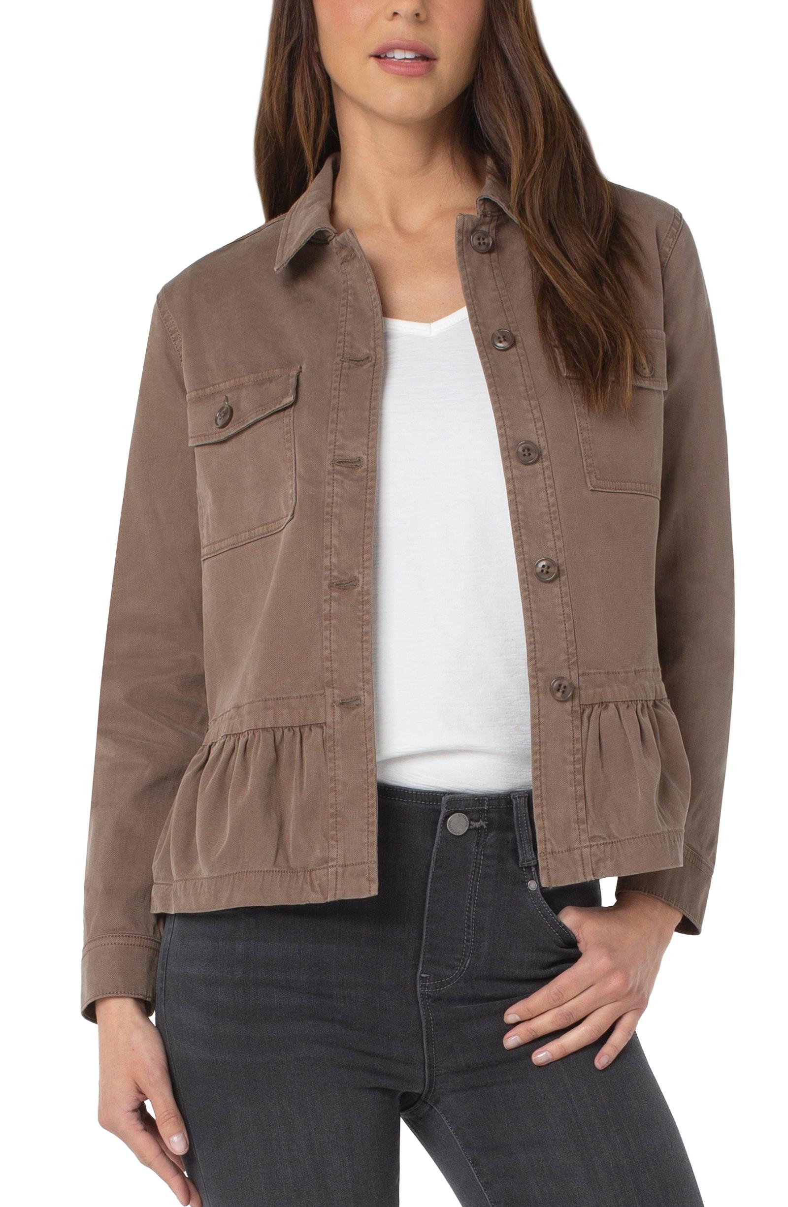 CARGO JACKET W/PEPLUM HEM TOFFEE BROWN 