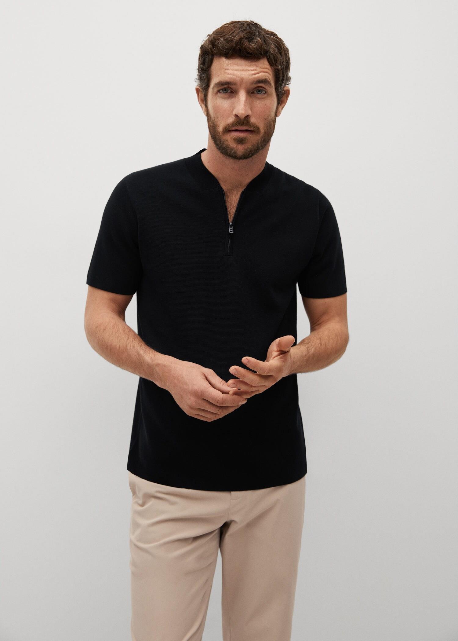 polo shirt and bomber jacket