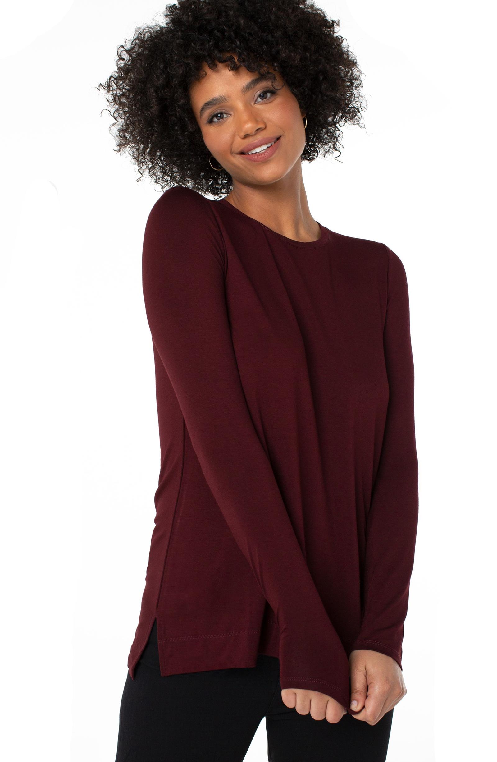 LS SCOOP NECK TEE PLUM DIVA | Gibbons