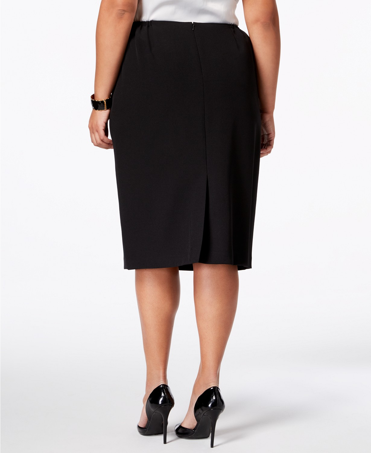 Kasper Womens Plus Size Stretch Crepe Skimmer Skirt 