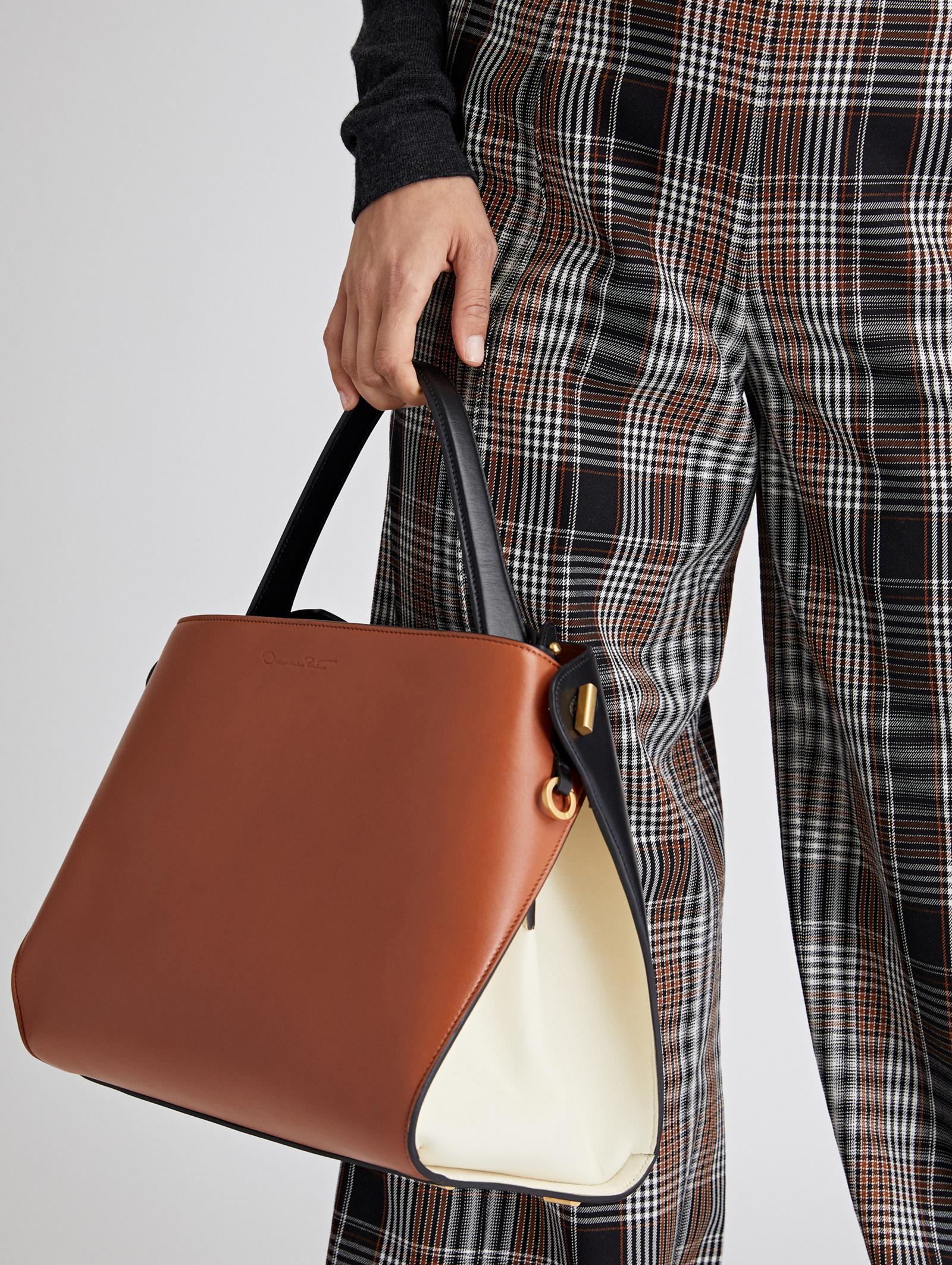 Two tone leather tote clearance
