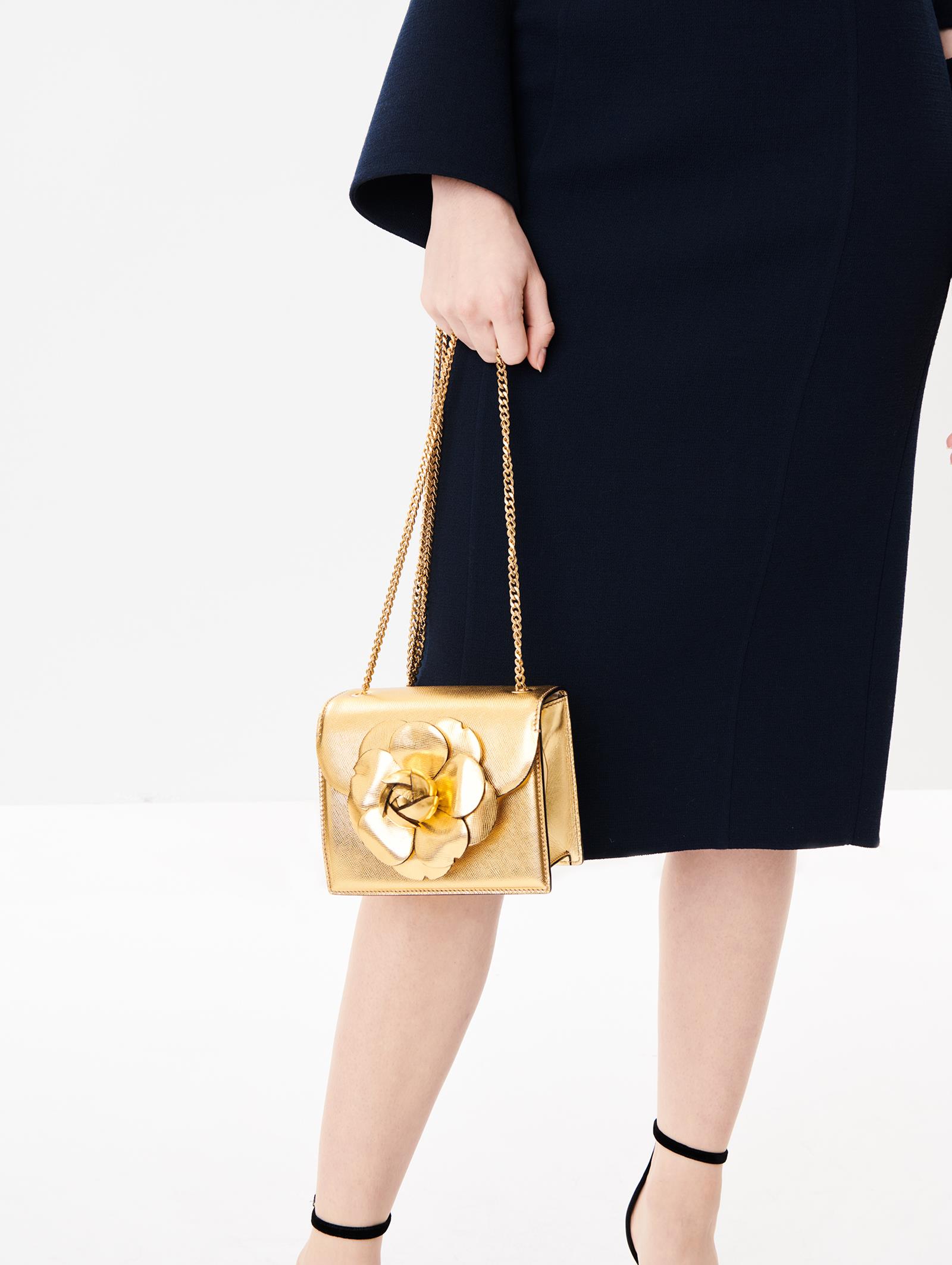 Gold Saffiano Mini TRO Bag | Handbags 