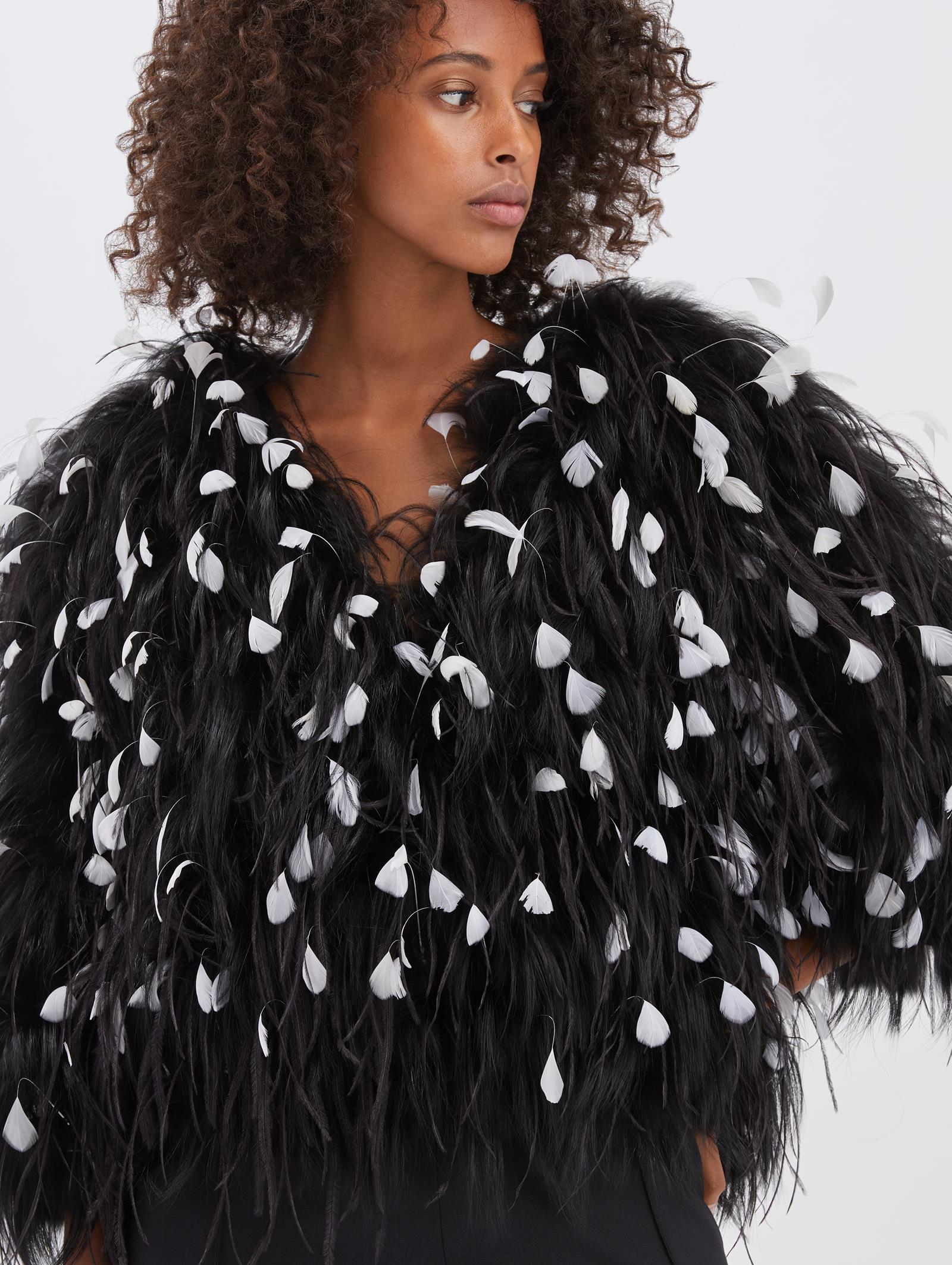 black feather coat