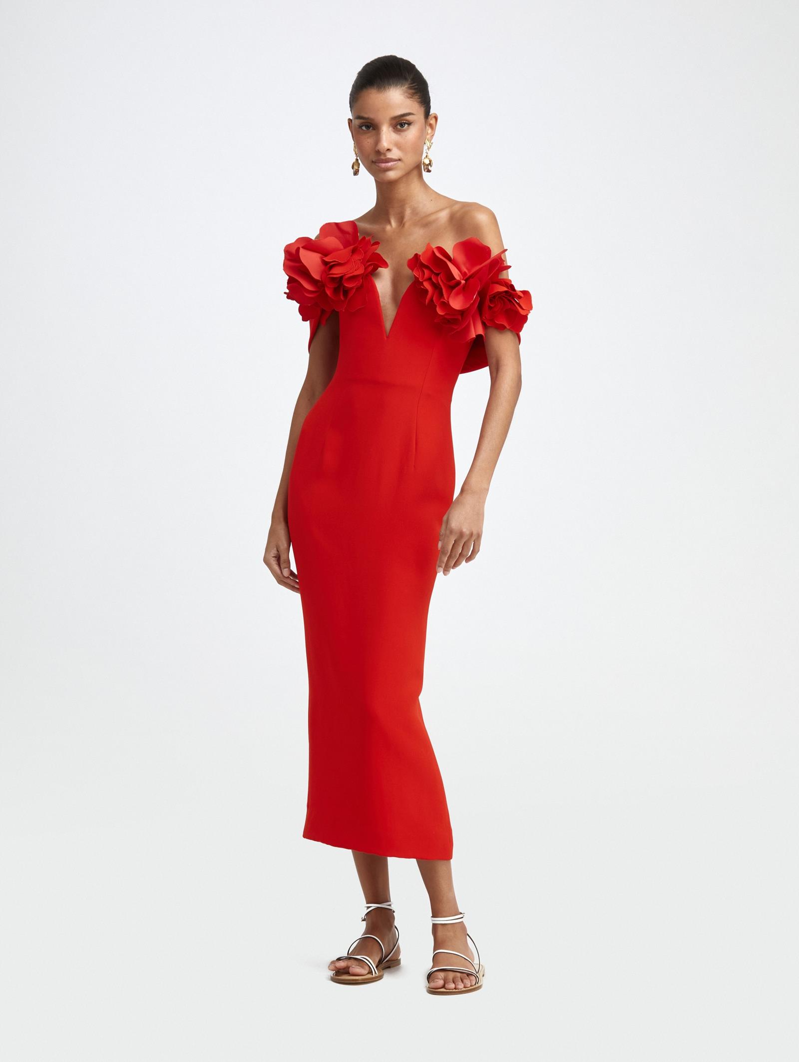Oscar de la renta off the shoulder dress clearance