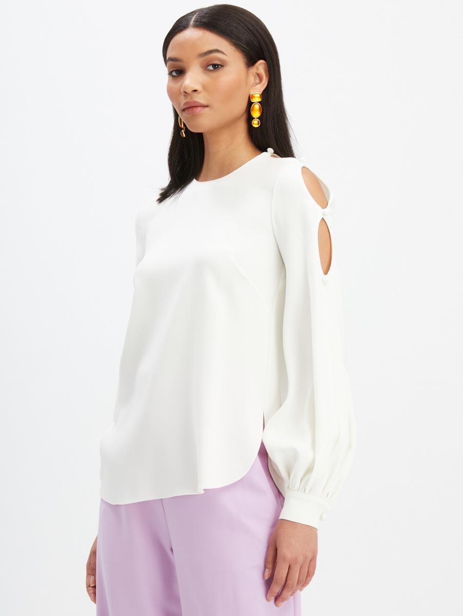 Silk Keyhole Sleeve Blouse | Blouses 