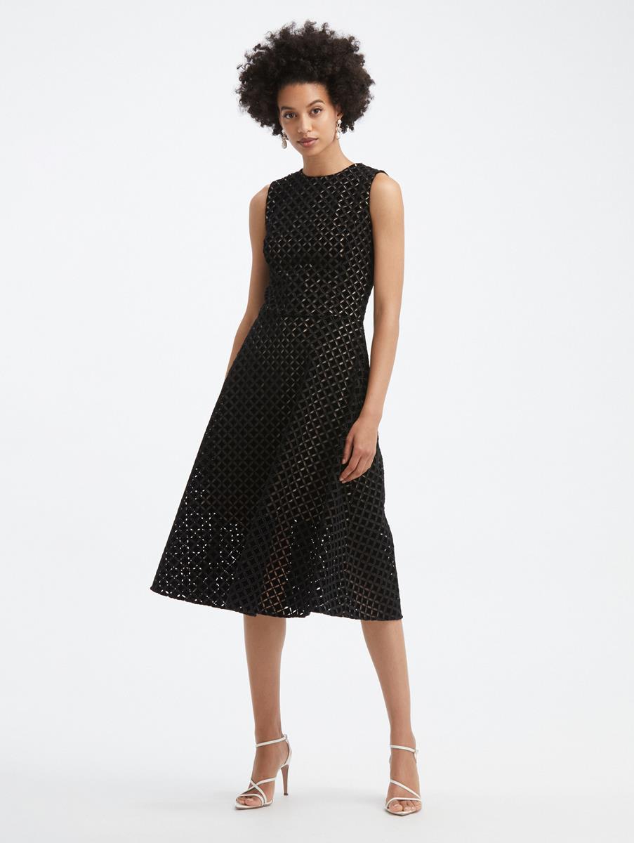 Velvet Eyelet A-Line Dress