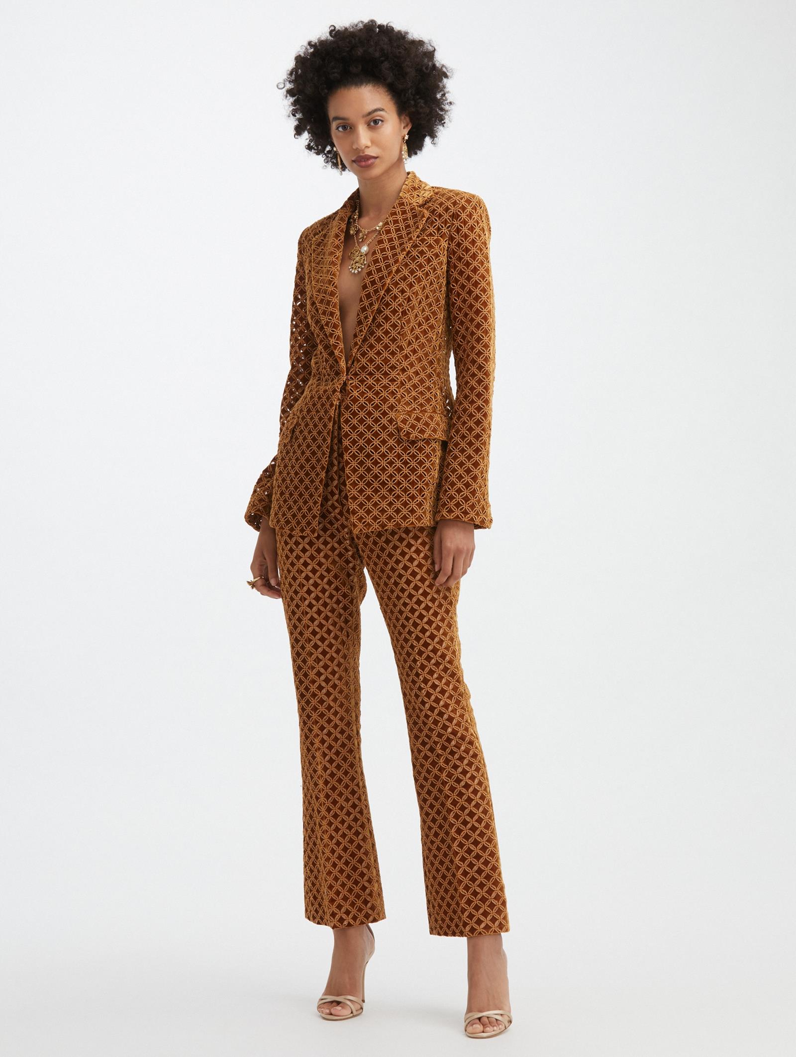 Velvet Eyelet Flare Pant| Pants 
