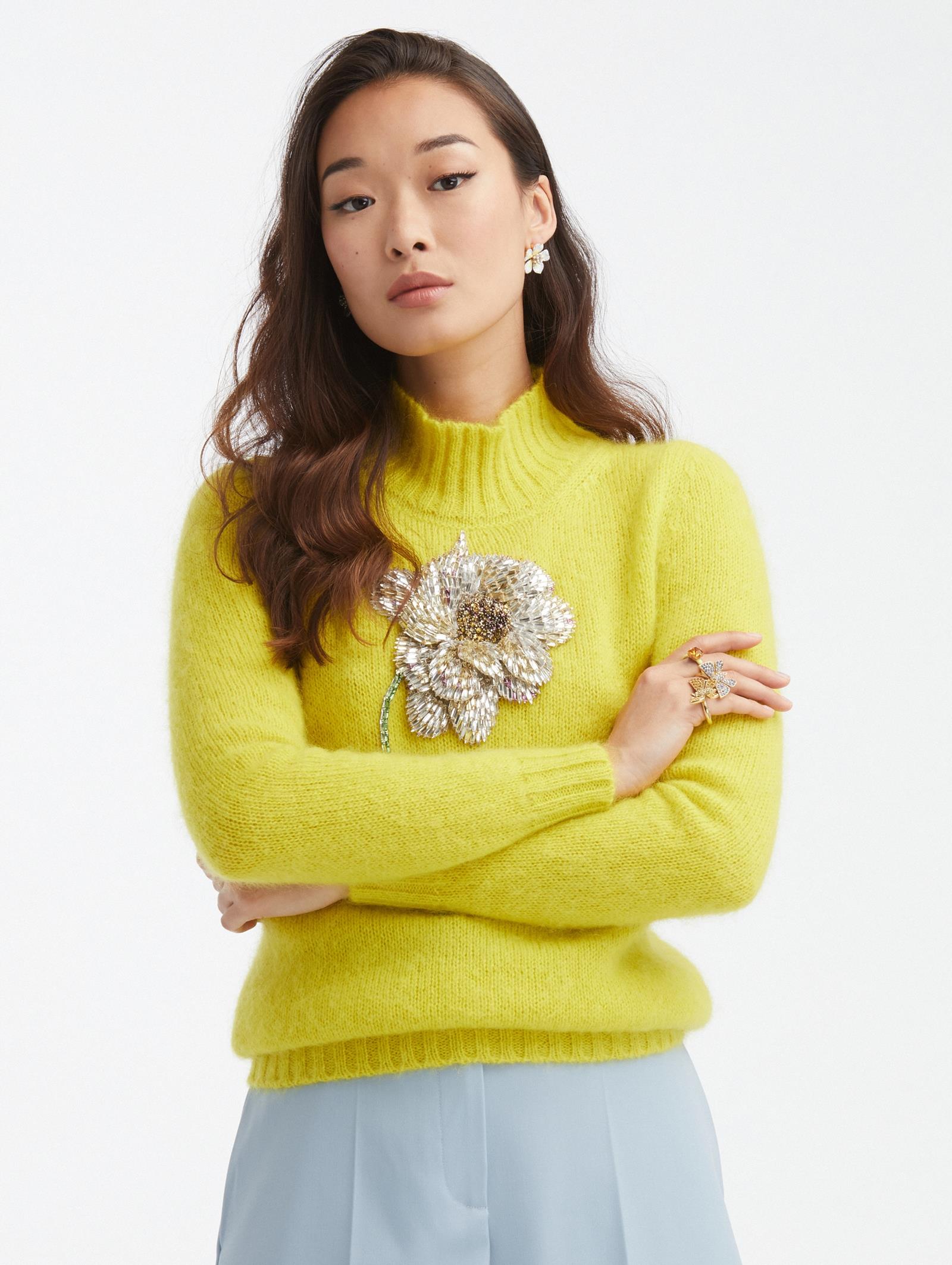 Loft crystal flower sweater clearance