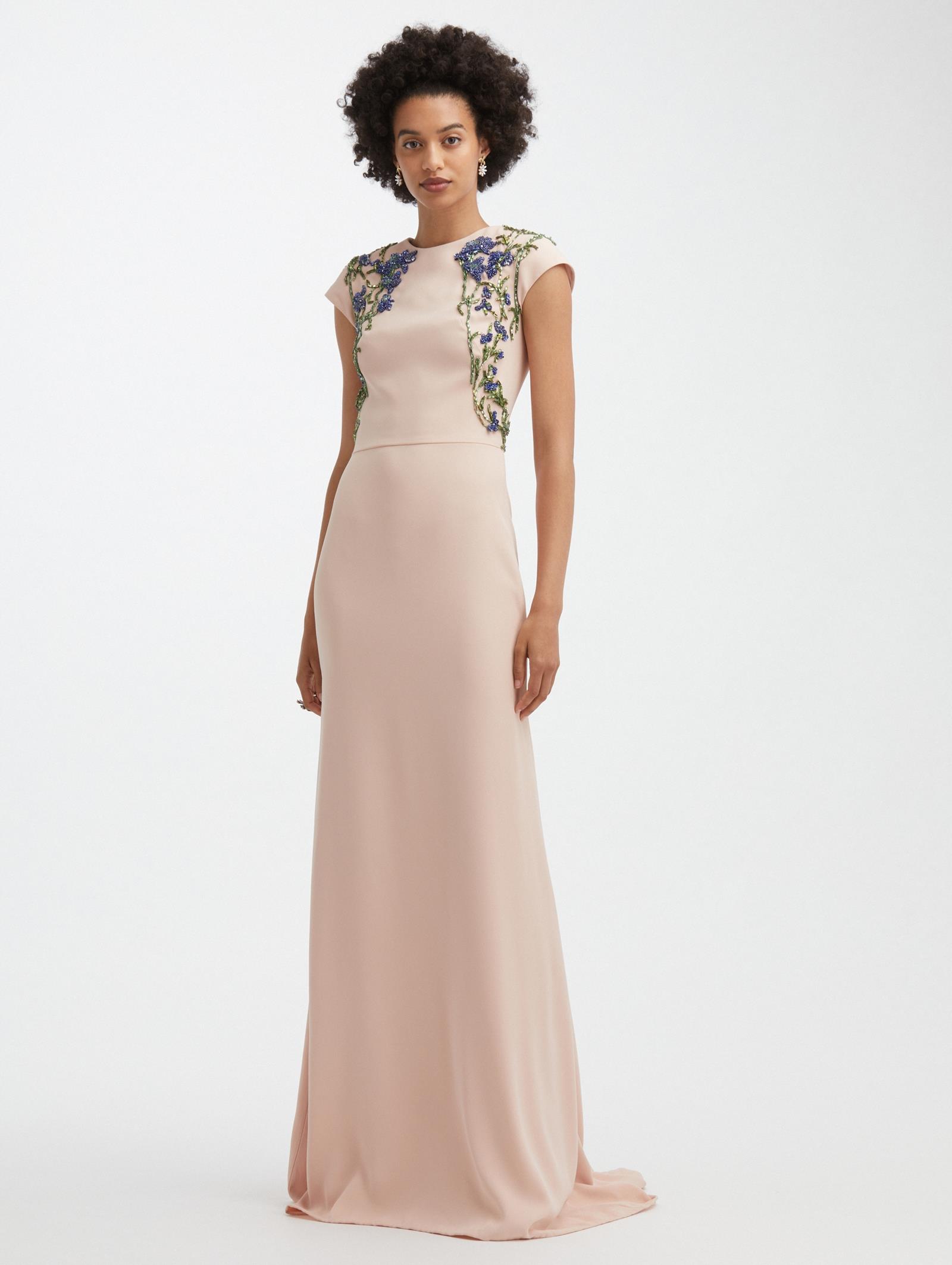 Crystal Floral Embroidered Gown | Gowns 