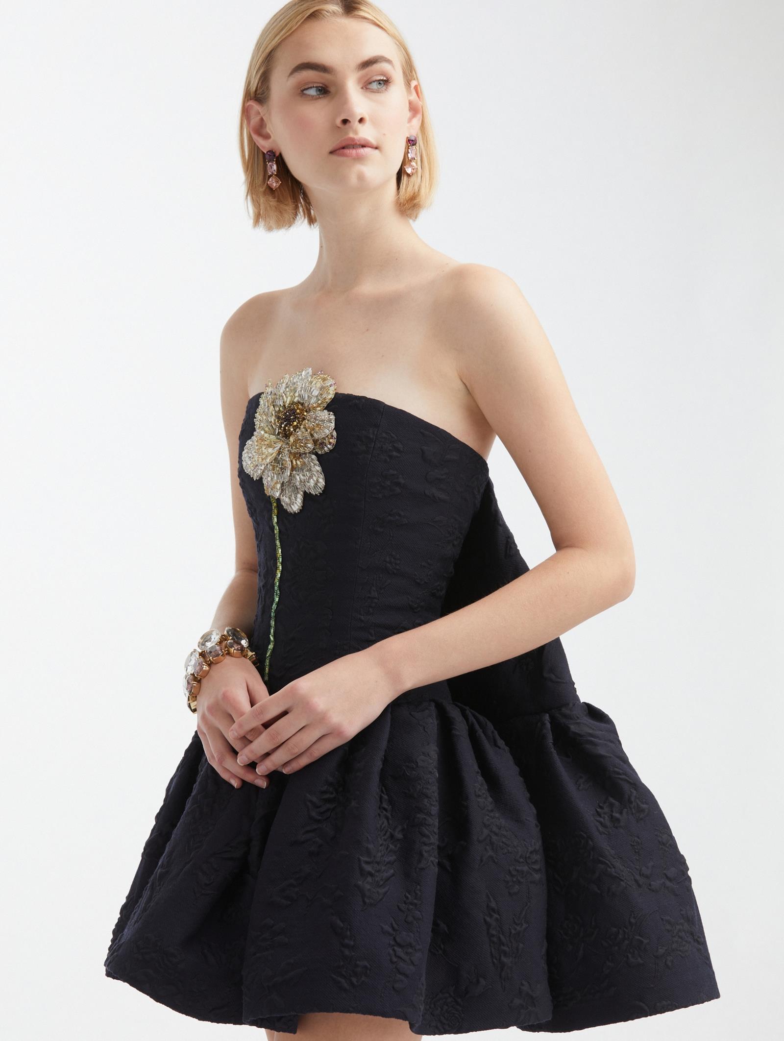 Crystal Flower Cape-Back Dress