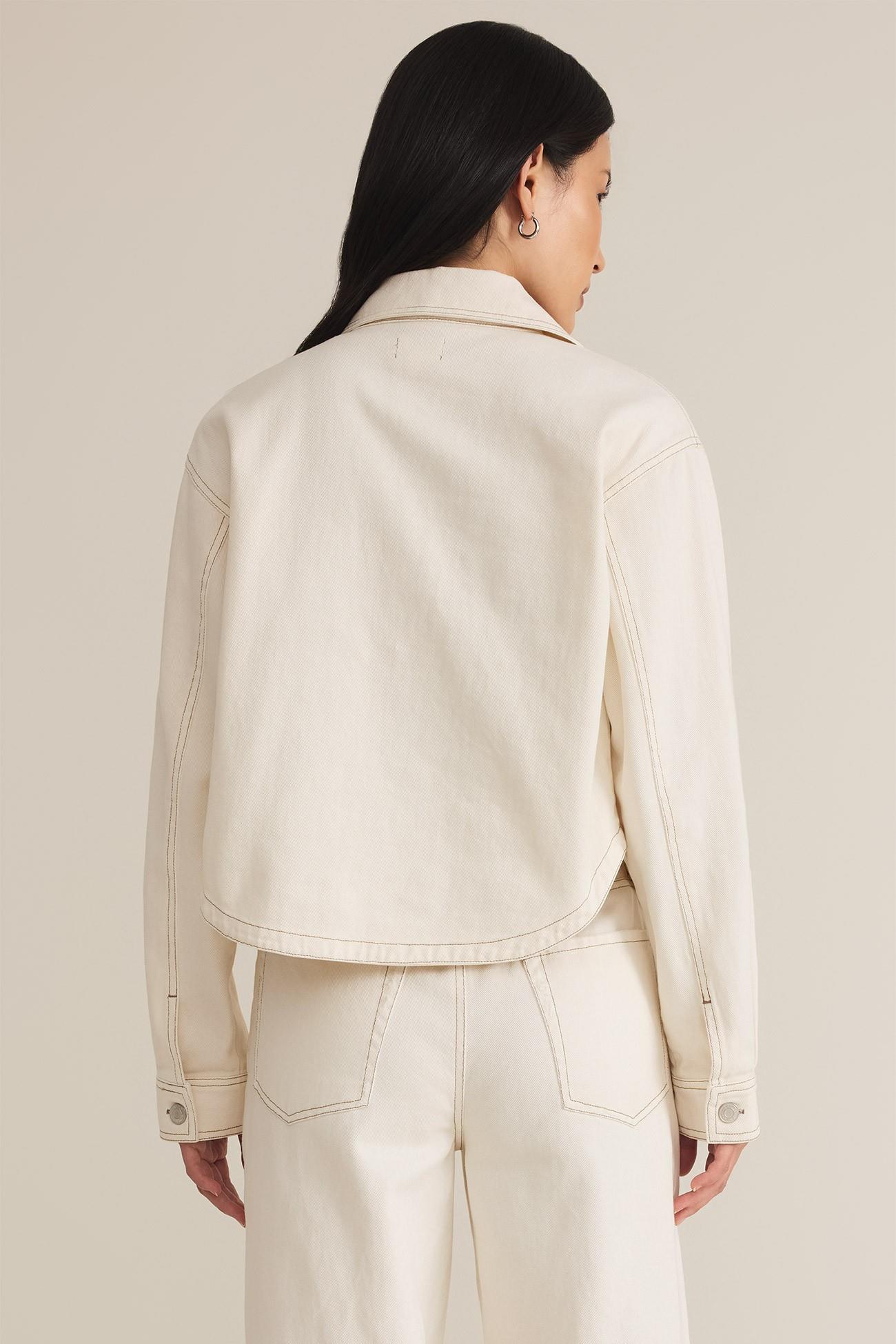 ALL DAY CROPPED DENIM JACKET OFF WHITE | South Moon Under
