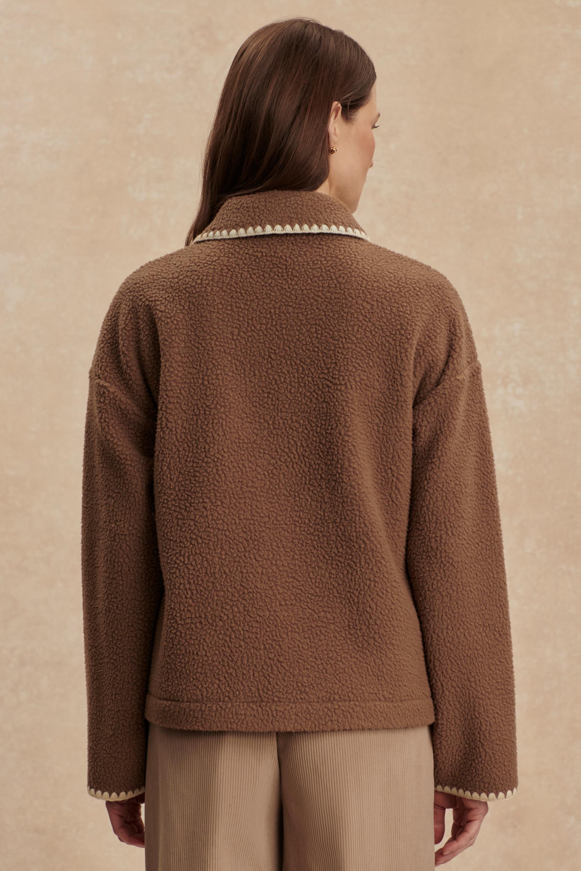 RUIKO ZIP THROUGH FLEECE COCOA DUST | South Moon Under
