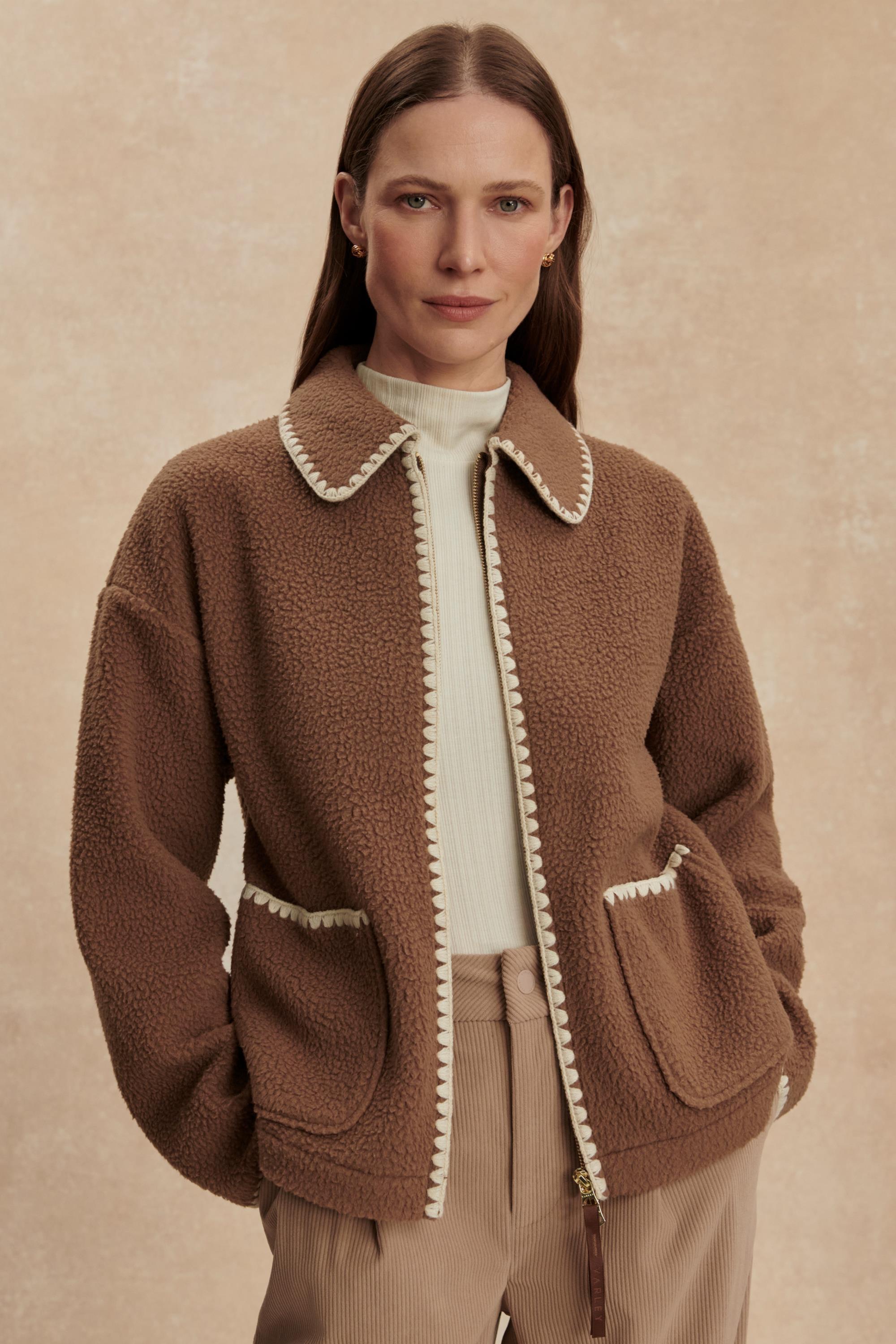 RUIKO ZIP THROUGH FLEECE COCOA DUST | South Moon Under