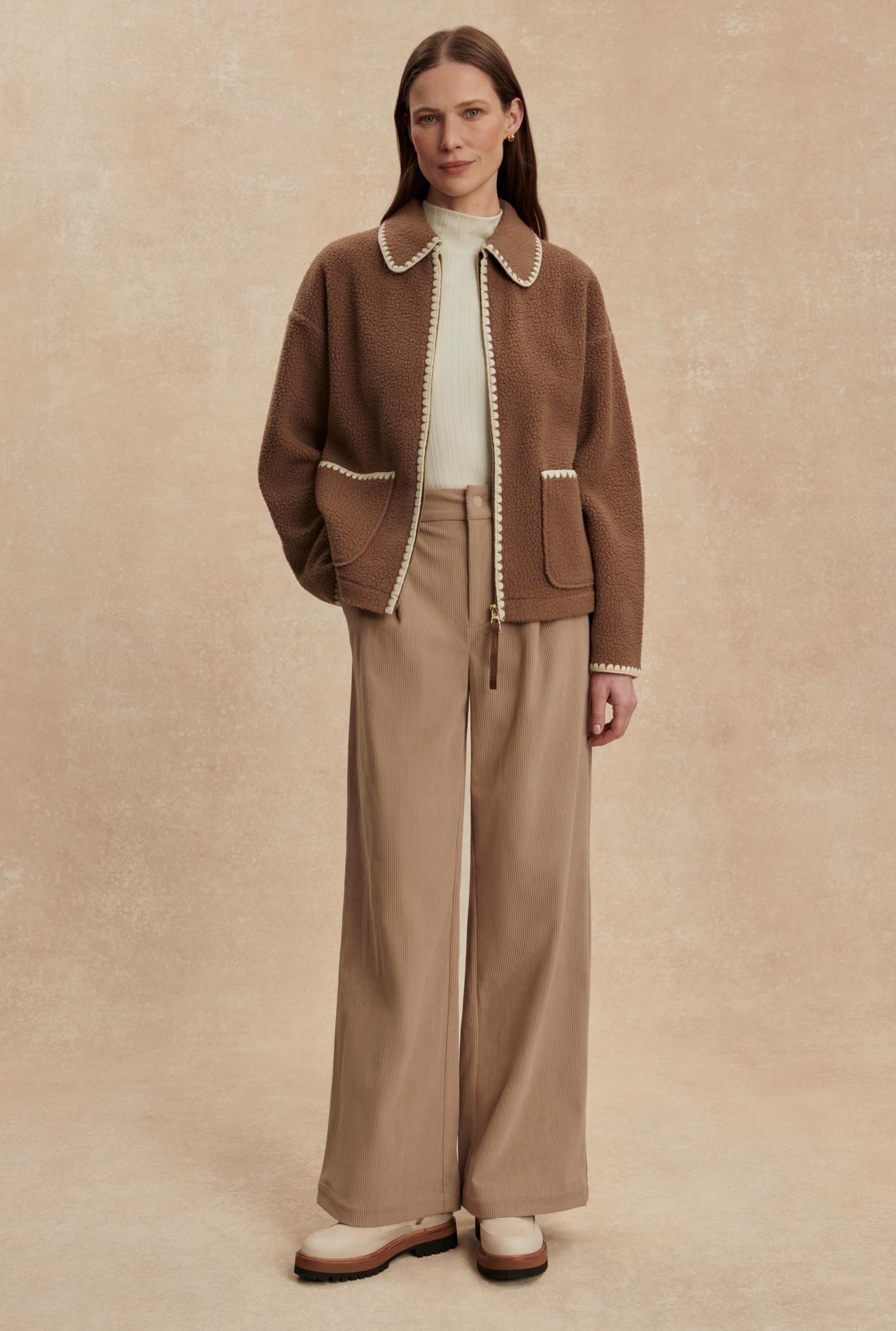 RUIKO ZIP THROUGH FLEECE COCOA DUST | South Moon Under