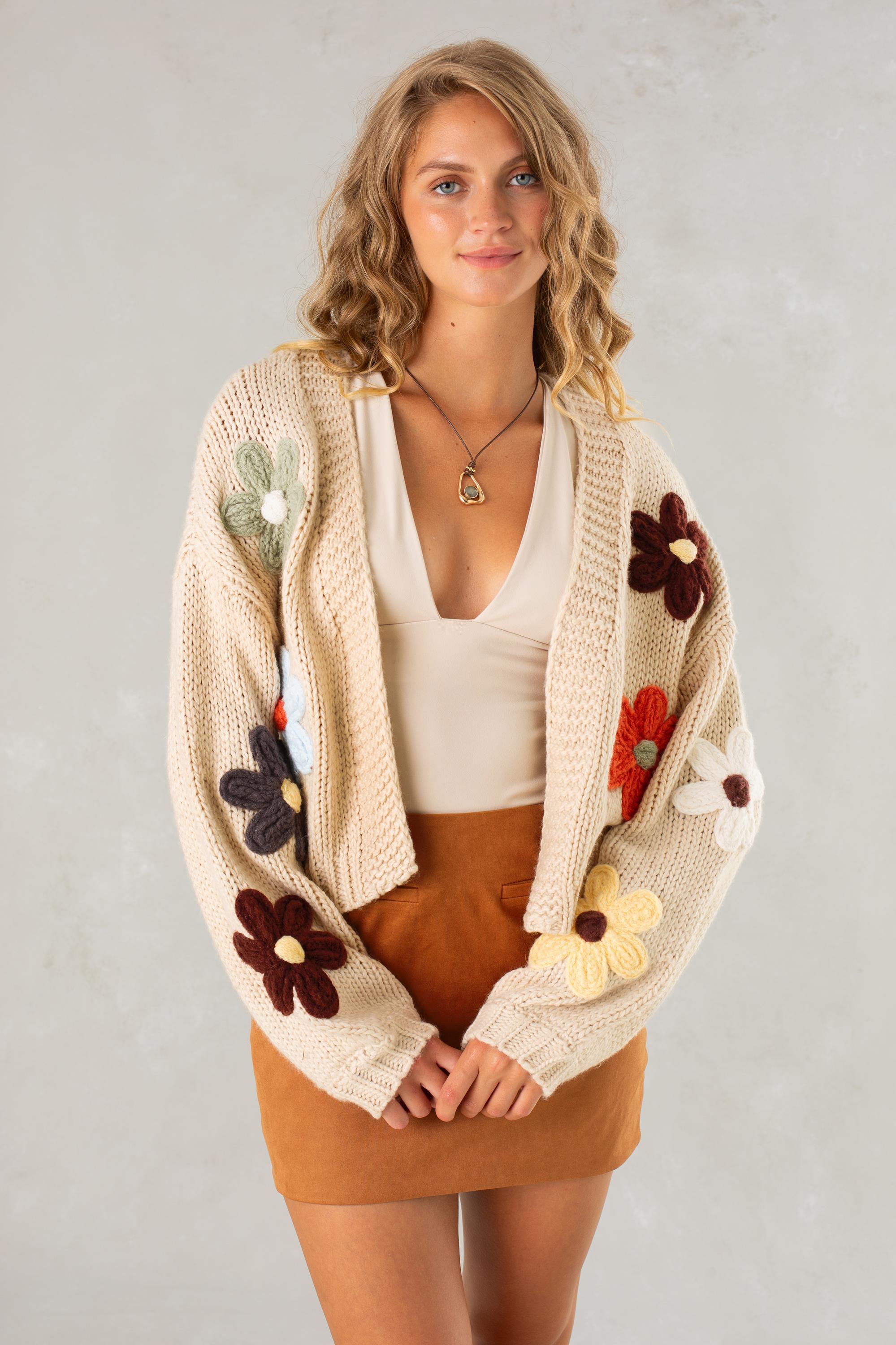 FARRAH FLOWER CARDI TAUPE MULTI | South Moon Under
