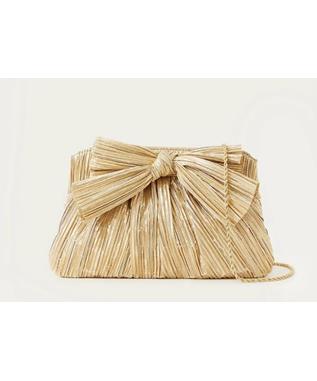 PLEATED LAME CLUTCH