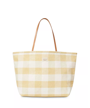 BODIE OVERSIZED BLUSH GINGHAM TOTE