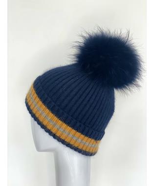 MOHAIR WOOL HAT WITH FUR POM