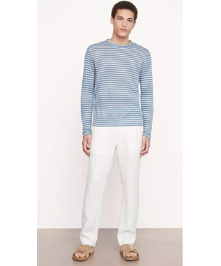 STRIPE LINEN L/S CREW