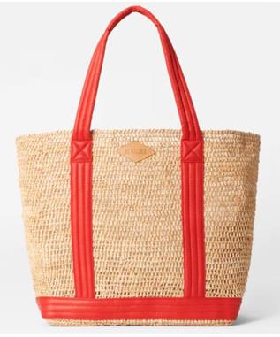 RAFFIA TOTE CHERRY LARGE