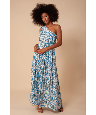 ONE SHOULDER MAXI PRINT DRESS