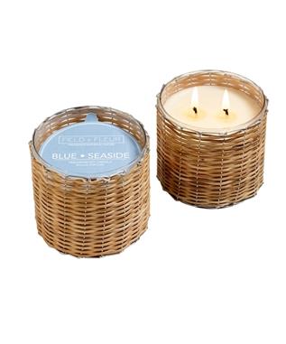 BLUE SEASIDE 2 WICK WOVEN CANDLE