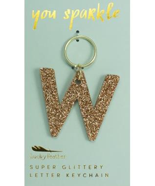 Glitter Keychain - Letter - W