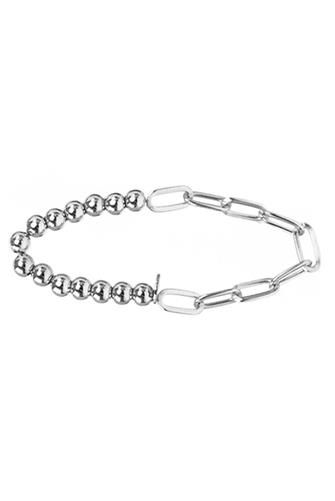 Bead & Chain Stretch Bracelet SILVER