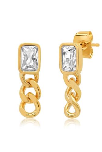 Bezel Emerald Cut Stud Earrings GOLD