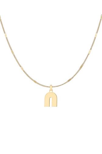 N Modernist Monogram Pendant Necklace GOLD