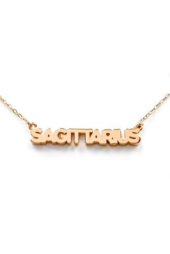 Sagittarius Zodiac Script Necklace GOLD