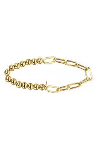 Bead & Chain Stretch Bracelet GOLD