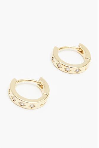 Cubic Zirconia Star Huggie Earrings GOLD