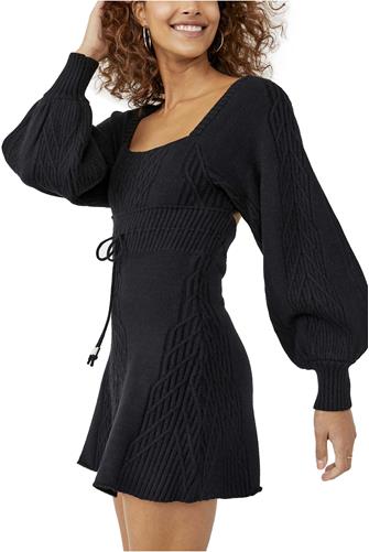 Emmaline Mini Sweater Dress BLACK