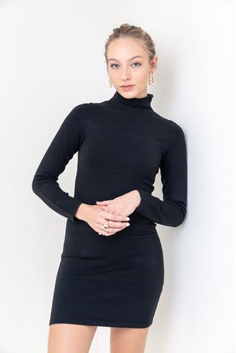 Babysoft Roll Neck Mini Dress BLACK